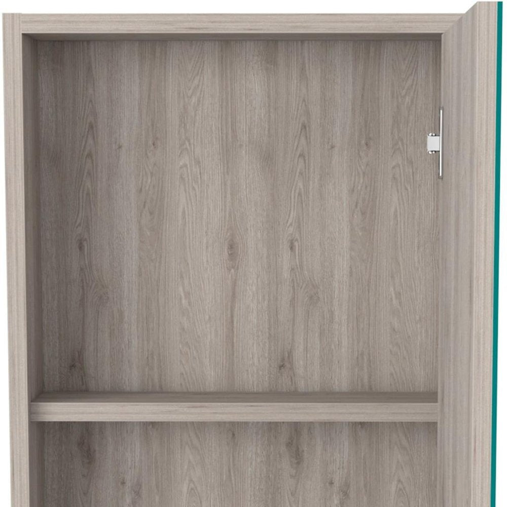 18" Light Gray Wood Floating Single Door Bathroom Vanity And Medicine Cabinet With Mirror