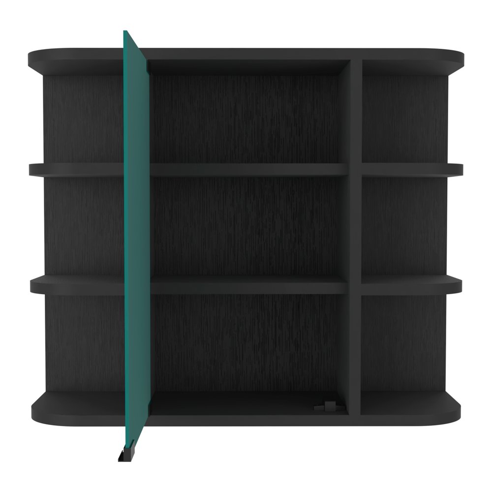24" Black Wood Wall Mounted Single Door Medicine Cabinet