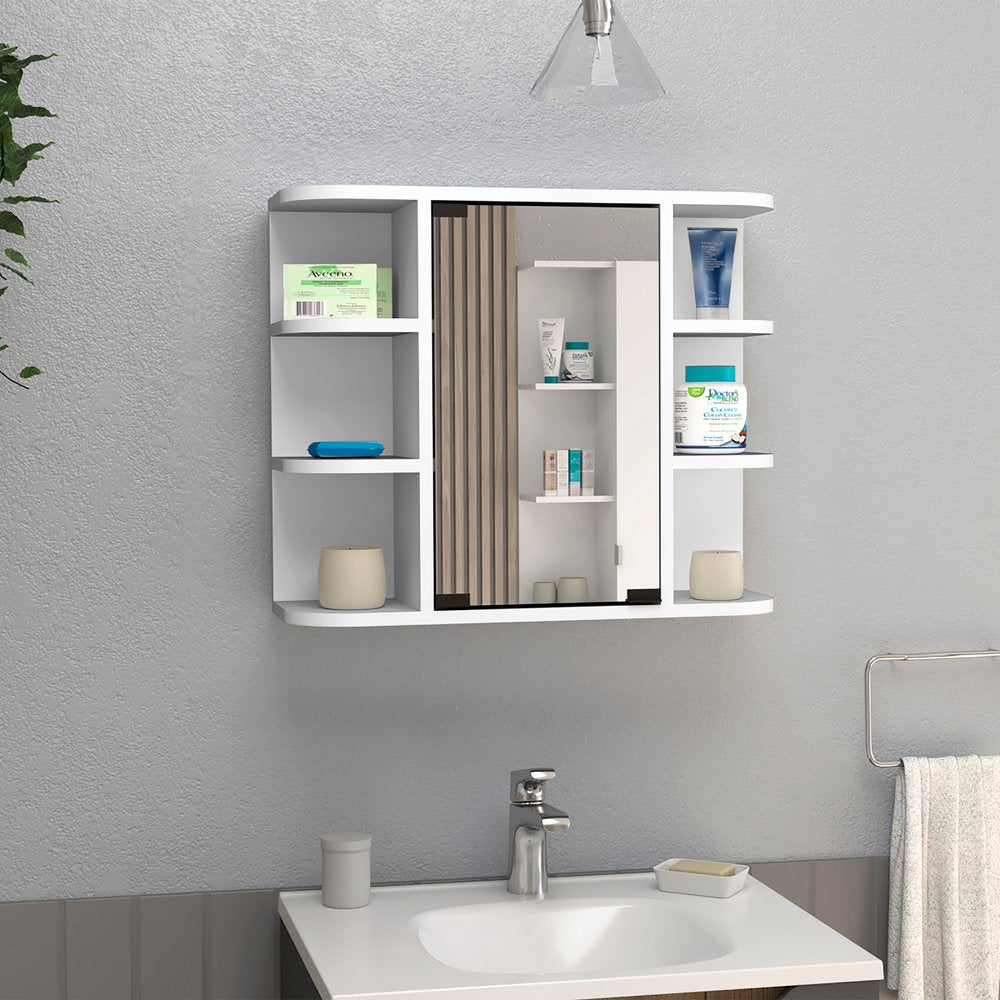 24" White Wood Wall Mounted Single Door Medicine Cabinet