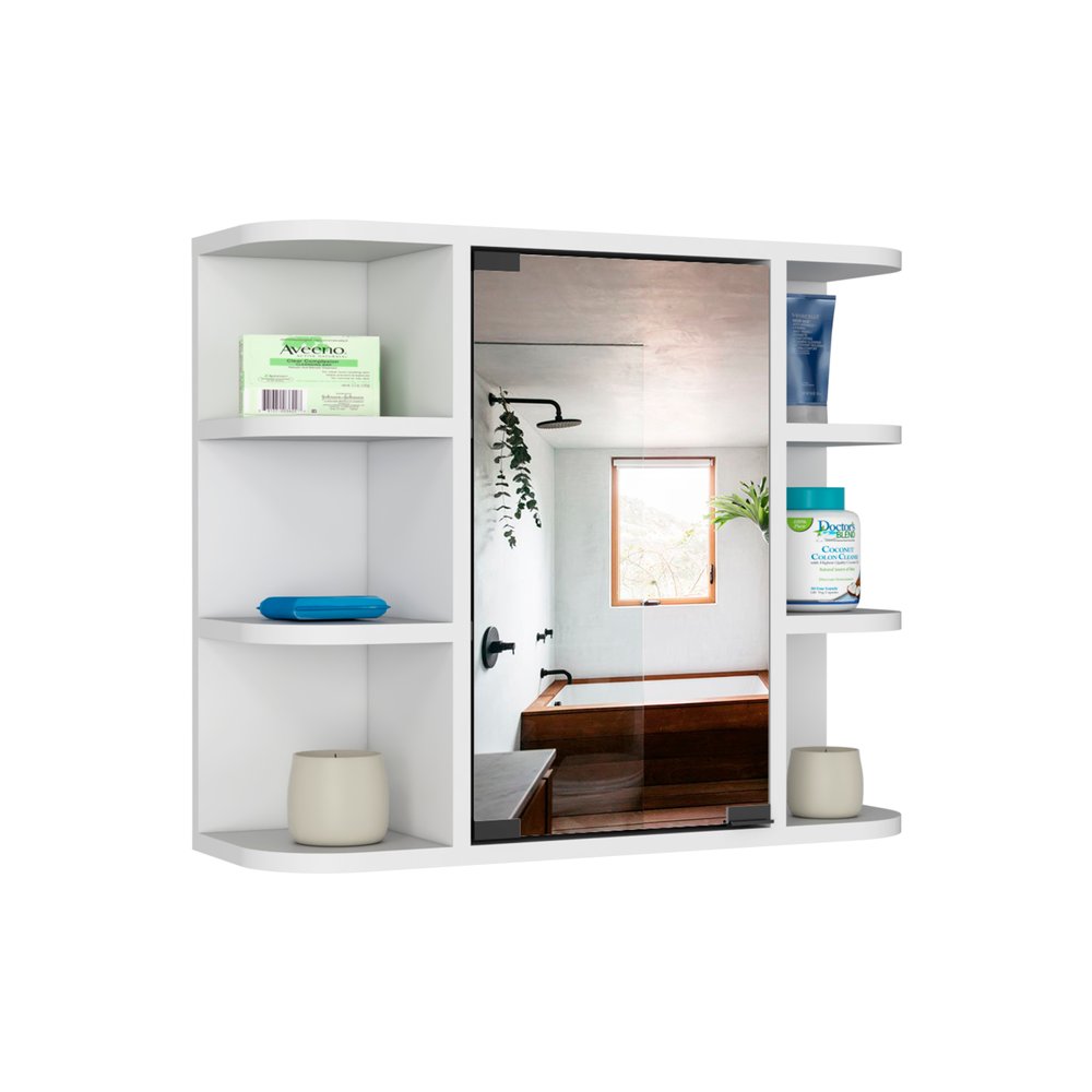 24" White Wood Wall Mounted Single Door Medicine Cabinet