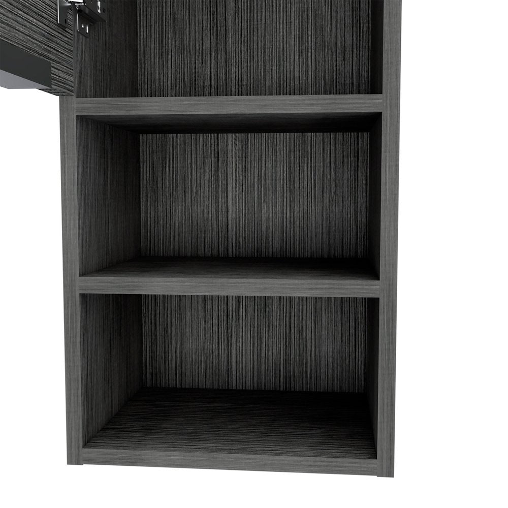 12" Smoky Black Wood Wall Mounted Single Door Medicine Cabinet