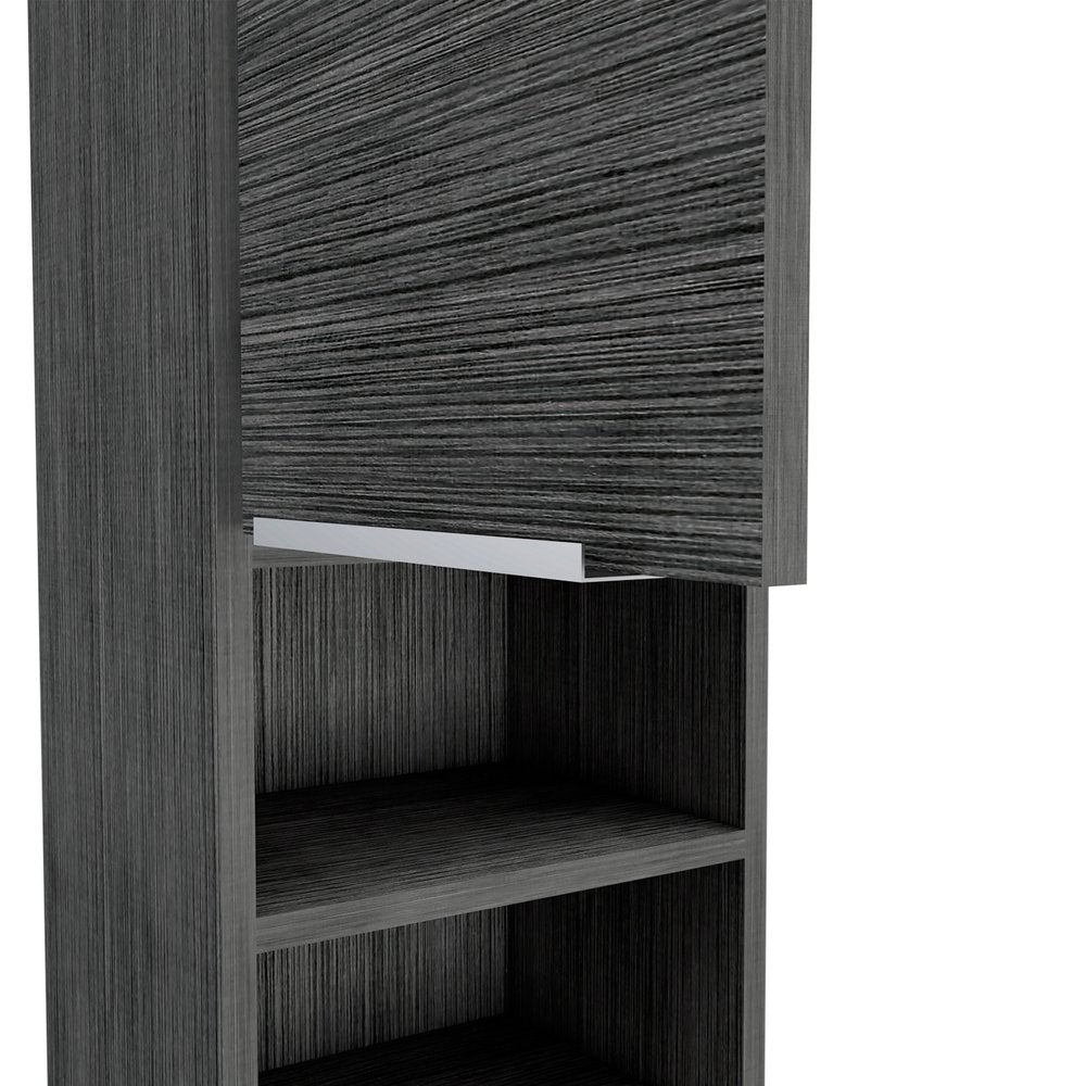 12" Smoky Black Wood Wall Mounted Single Door Medicine Cabinet
