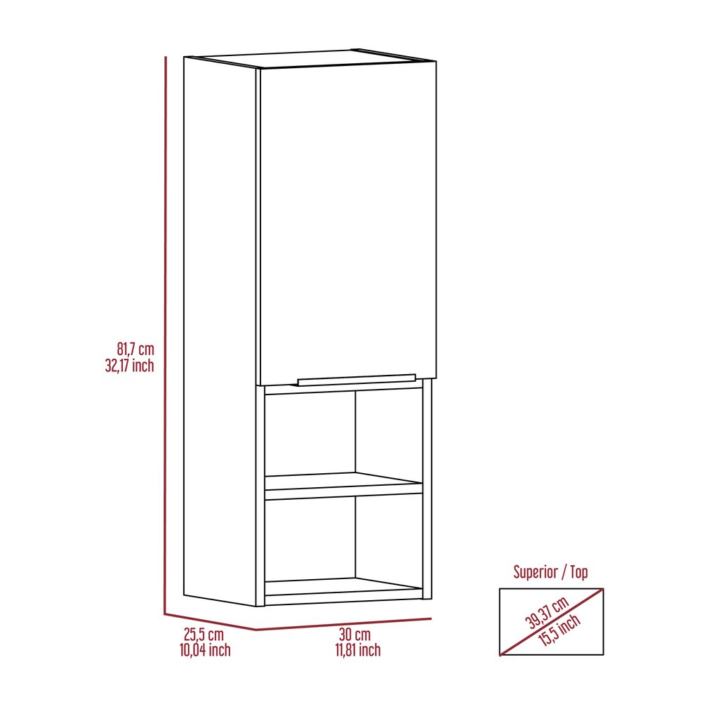 12" Black Wood Wall Mounted Single Door Medicine Cabinet