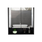 24" Black Wood Wall Mounted Double Door Medicine Cabinet