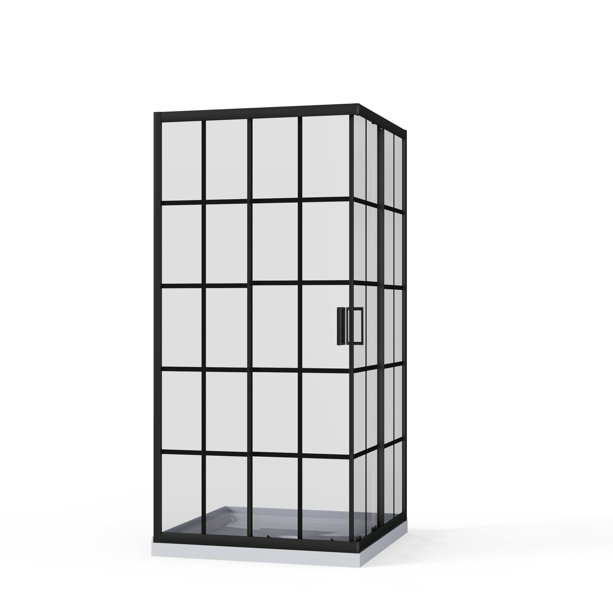 Corner Shower Door, Shower Enclosure With Dual Sliding Doors - Matte Black