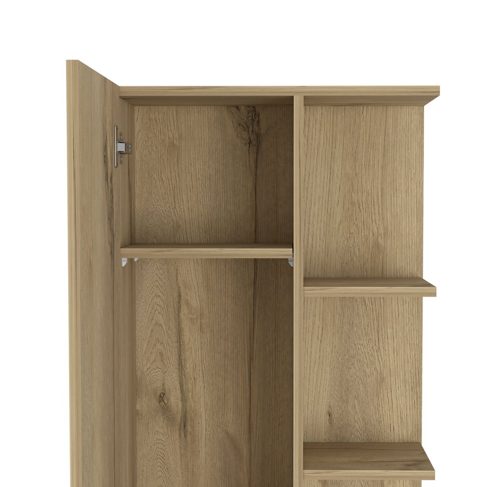 20" Natural Wood Single Door Linen Cabinet