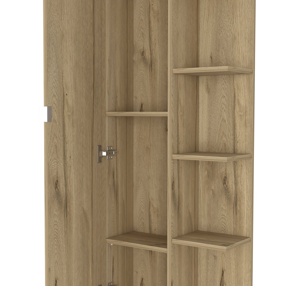 20" Natural Wood Single Door Linen Cabinet