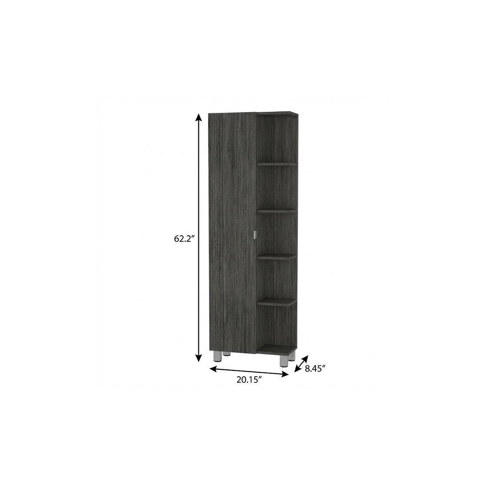20" Smoky Black Wood Freestanding Single Door Bathroom Vanity