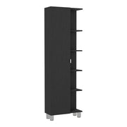 20" Black Wood Single Door Linen Cabinet