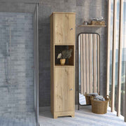 14" Natural Wood Double Door Linen Cabinet
