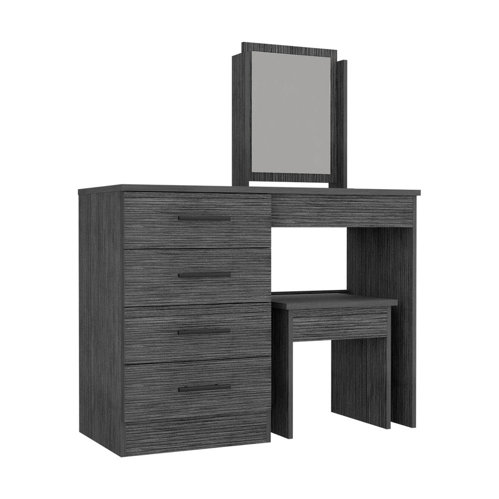 39" Gray Wood Four Drawer Vanity Table
