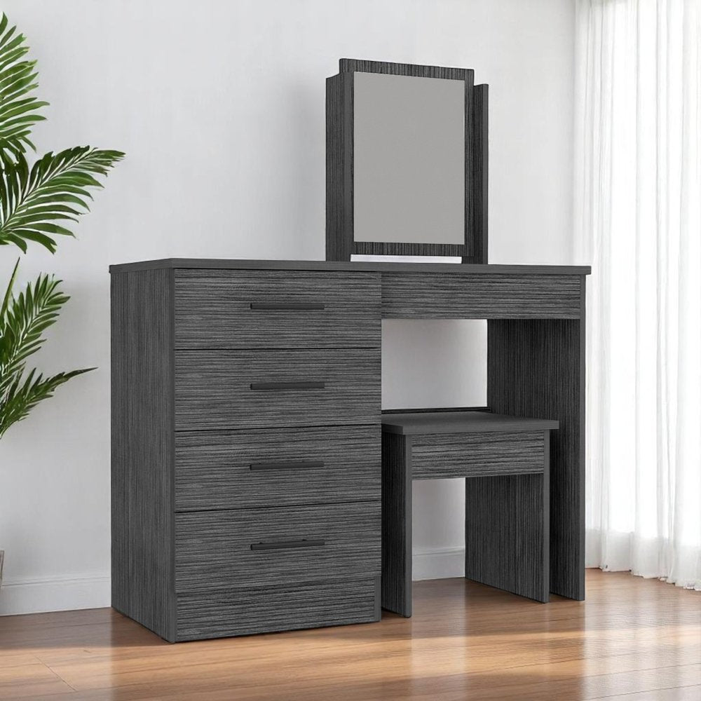 39" Gray Wood Four Drawer Vanity Table