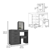 39" Gray Wood Four Drawer Vanity Table