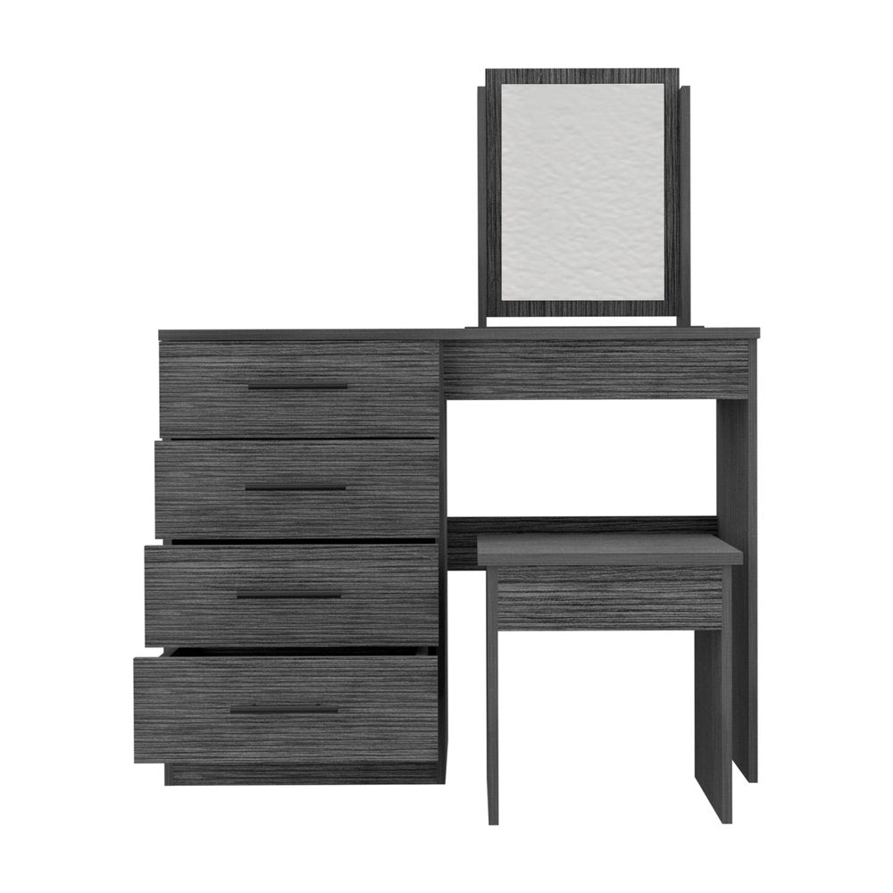 39" Gray Wood Four Drawer Vanity Table