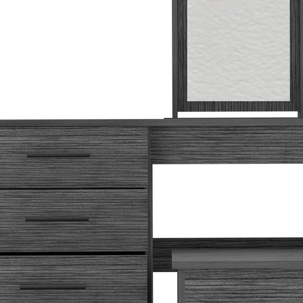 39" Gray Wood Four Drawer Vanity Table