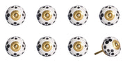Set of Eight Black And White Ceramic And Metal Drawer Pull Knobs