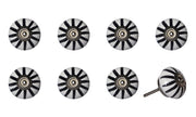 Set of Eight Black And White Ceramic And Metal Drawer Pull Knobs