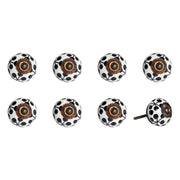 Set of Eight Black And White Ceramic And Metal Drawer Pull Knobs