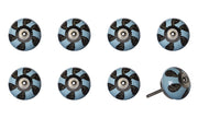 Set of Eight Blue And Gray Ceramic And Metal Drawer Pull Knobs