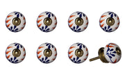 Set of Eight Blue And White Ceramic And Metal Drawer Pull Knobs