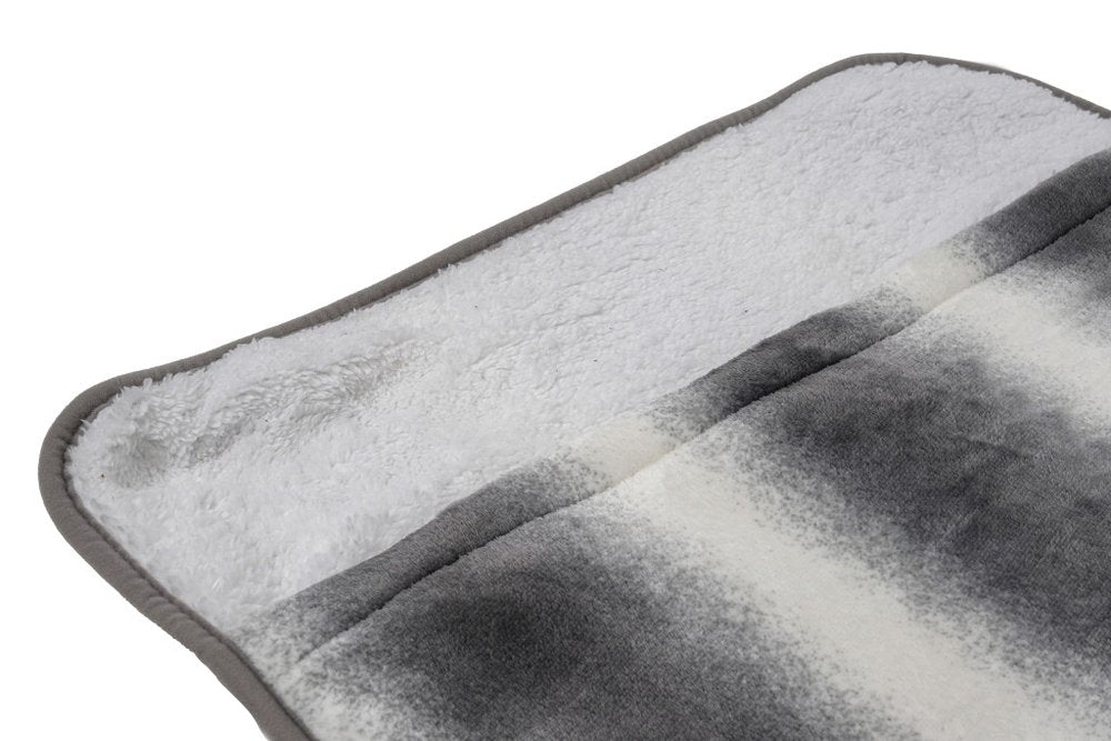 20" X 22" Gray And White Faux Fur Heated Electric Knitted Animal Print Plush Throw Blanket