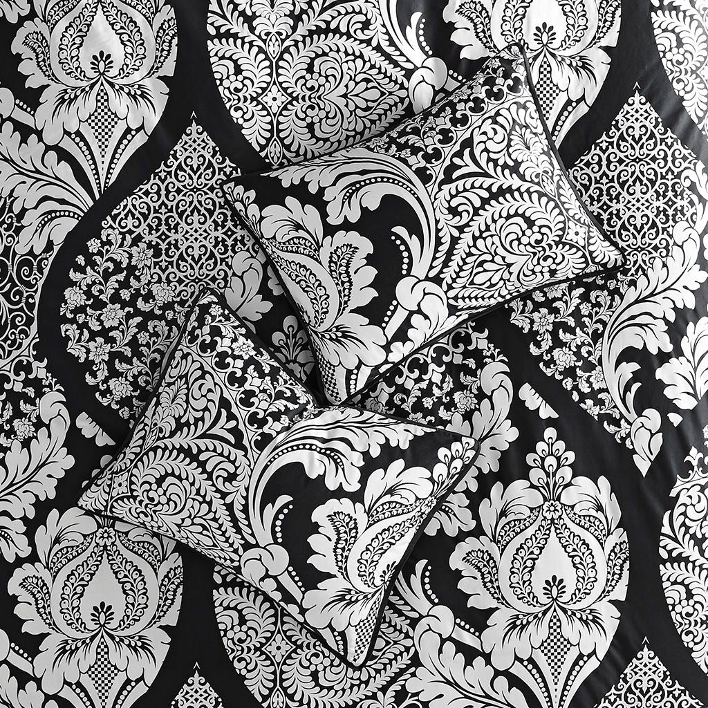 Vienna - 7 Piece King Cotton Printed Comforter Set - Black
