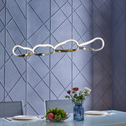 Gold And Silver Unique Statement Four Light Metal LED Dimmable Chandelier