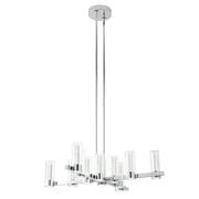 Silver And Clear Candle Style Twelve Light Transparent Metal LED Dimmable Chandelier With Clear Shades