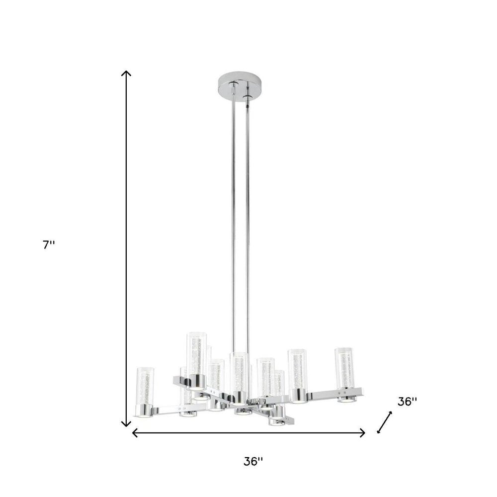 Silver And Clear Candle Style Twelve Light Transparent Metal LED Dimmable Chandelier With Clear Shades