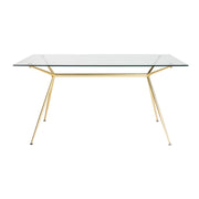 60" Clear And Gold Glass And Steel Dining Table