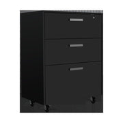 7 Black Wood Wall Mounted Accent Cabinet With Ten Doors And Six Drawers