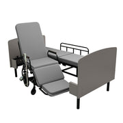 Dual Motor 3 In 1 Electric Nursing Bed Convertible To Wheelchair & Stretcher - Gray