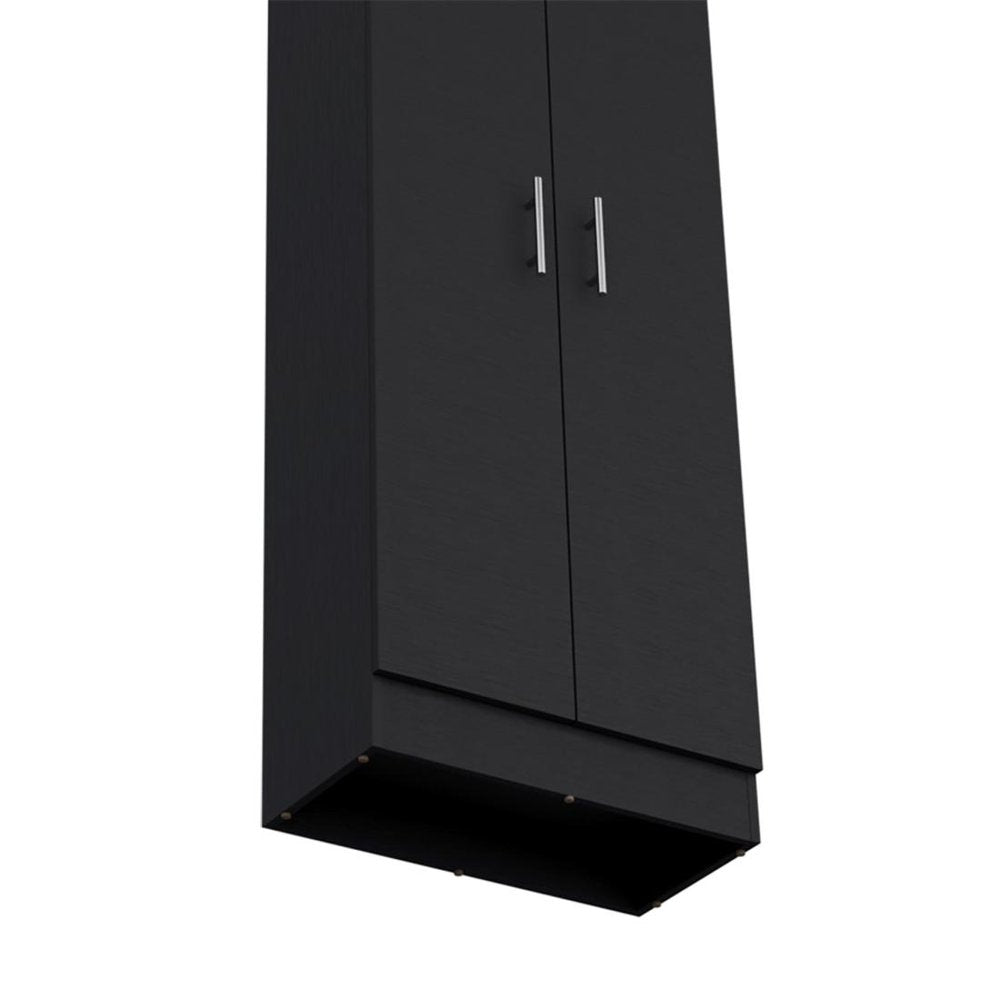 67" Black Wood Pantry Or Storage Closet