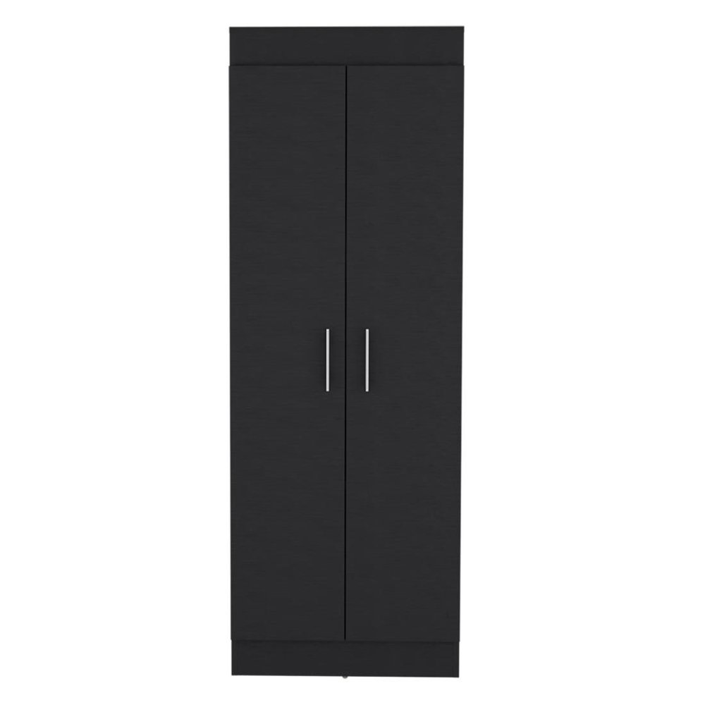 67" Black Wood Pantry Or Storage Closet
