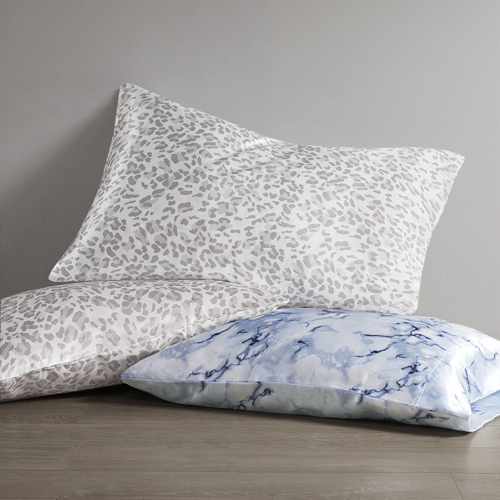 Printed Satin - Full Sheet Set - Gray Leopard