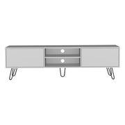 71" White Cabinet Open And Enclosed Storage TV Stand