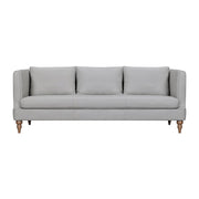 85" Gray Leather Sofa With Brown Legs
