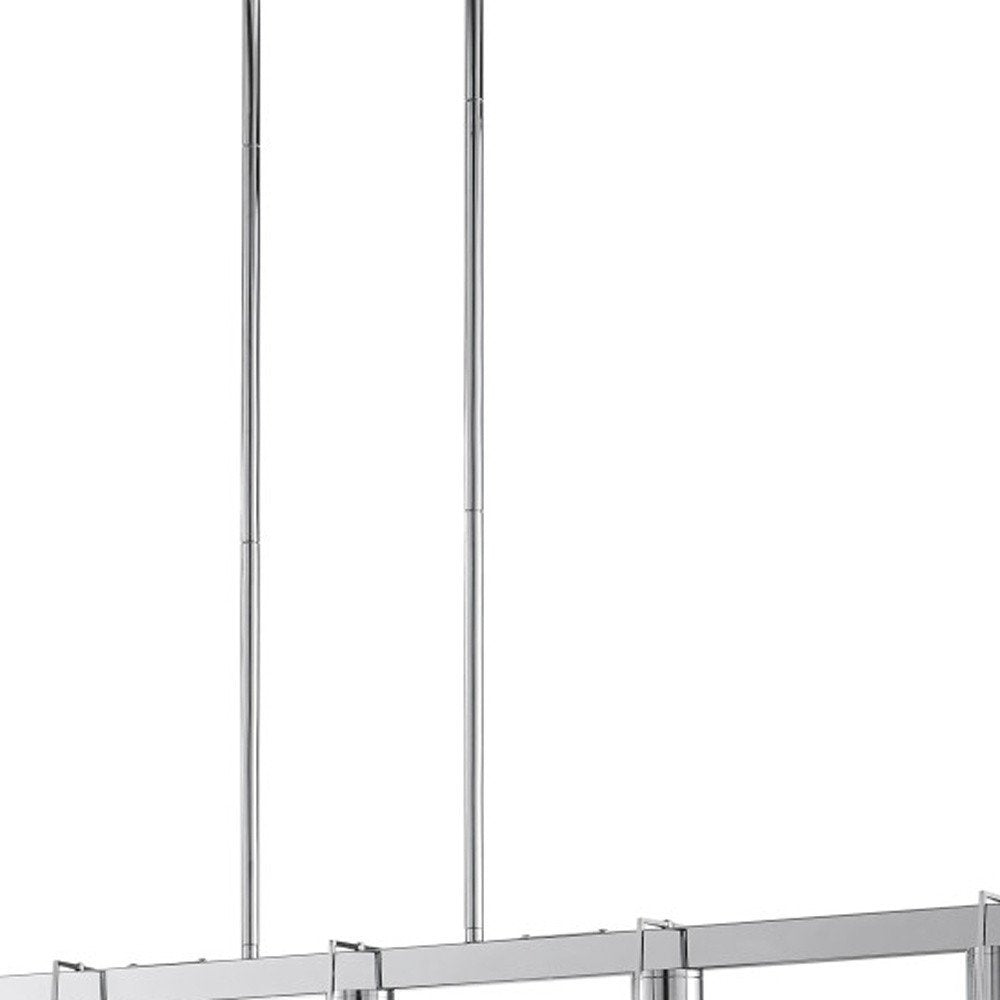 Silver And Clear Five Light Metal Dimmable Smart Enabled Chandelier With Clear Shades