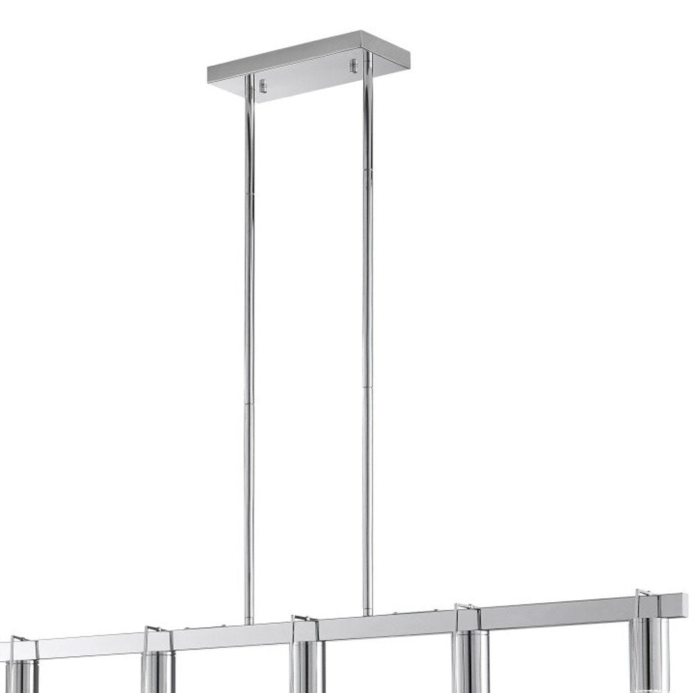 Silver And Clear Five Light Metal Dimmable Smart Enabled Chandelier With Clear Shades