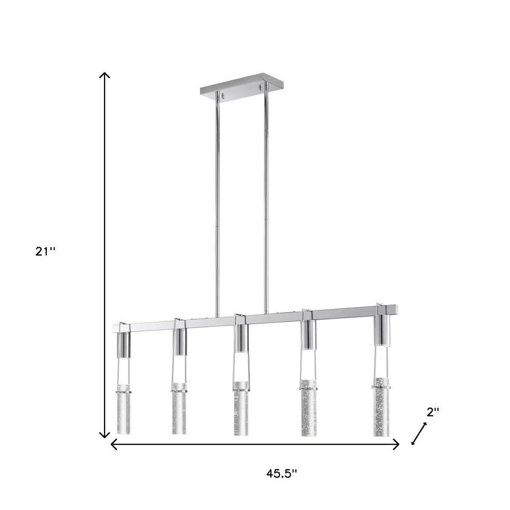 Silver And Clear Five Light Metal Dimmable Smart Enabled Chandelier With Clear Shades