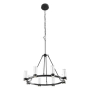 Black And Clear Candle Style Eight Light Metal Dimmable Smart Enabled Chandelier With Clear Shades