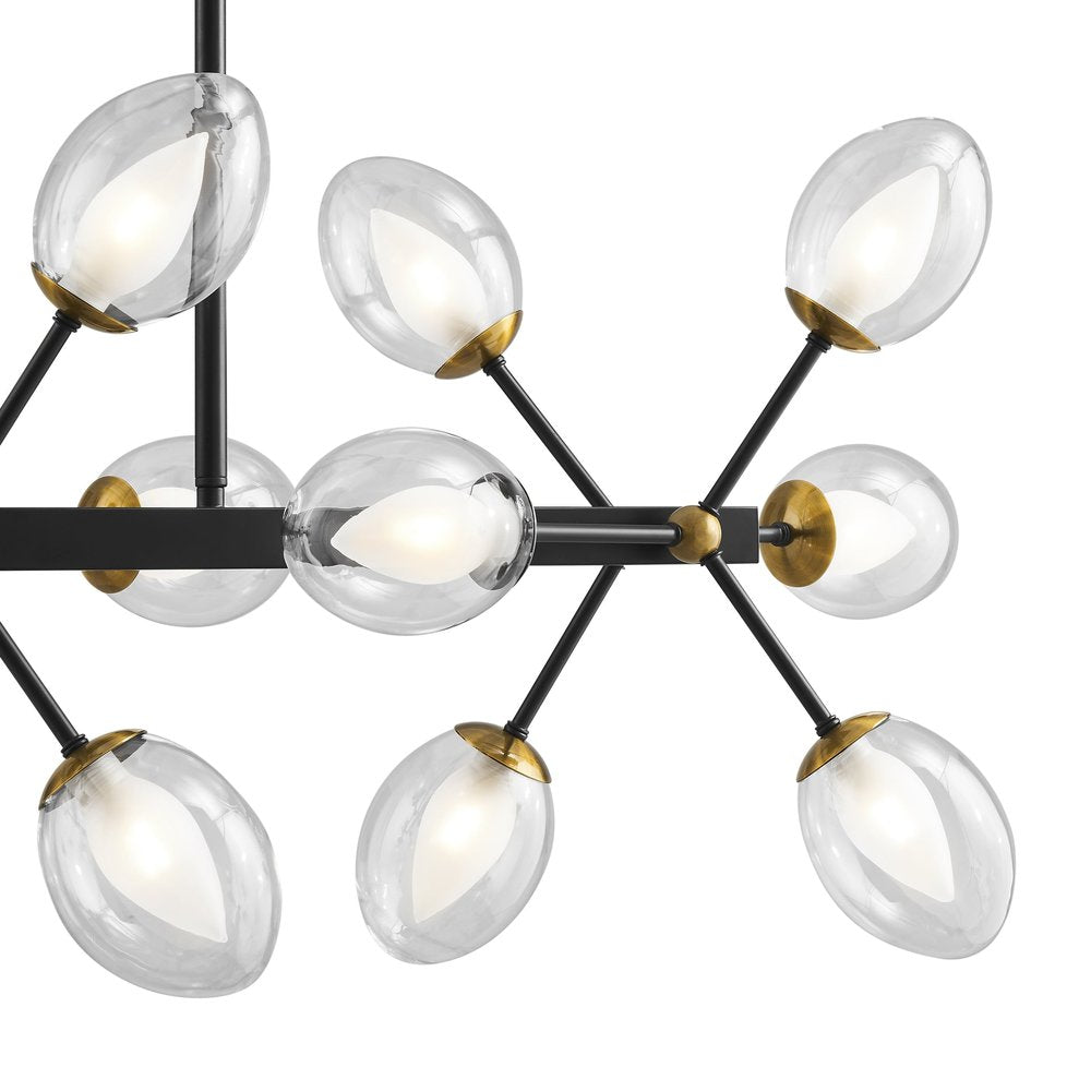 Black Gold And Clear Sputnik Multi Light Transparent Metal Edison Bulb Dimmable Smart Enabled Chandelier With Clear Shades