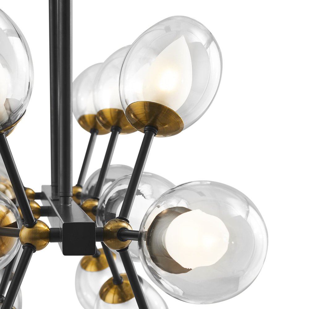 Black Gold And Clear Sputnik Multi Light Transparent Metal Edison Bulb Dimmable Smart Enabled Chandelier With Clear Shades