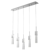 Silver And Clear Five Light Transparent Metal Dimmable Smart Enabled Chandelier With Clear Shades