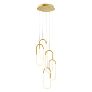 Gold Five Light Metal LED Dimmable Smart Enabled Chandelier
