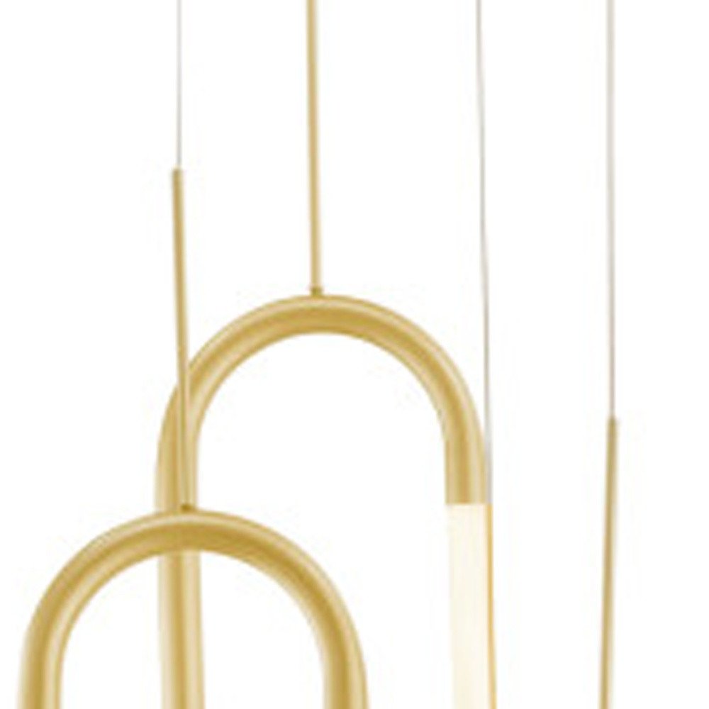 Gold Five Light Metal LED Dimmable Smart Enabled Chandelier