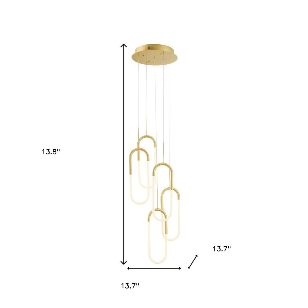 Gold Five Light Metal LED Dimmable Smart Enabled Chandelier