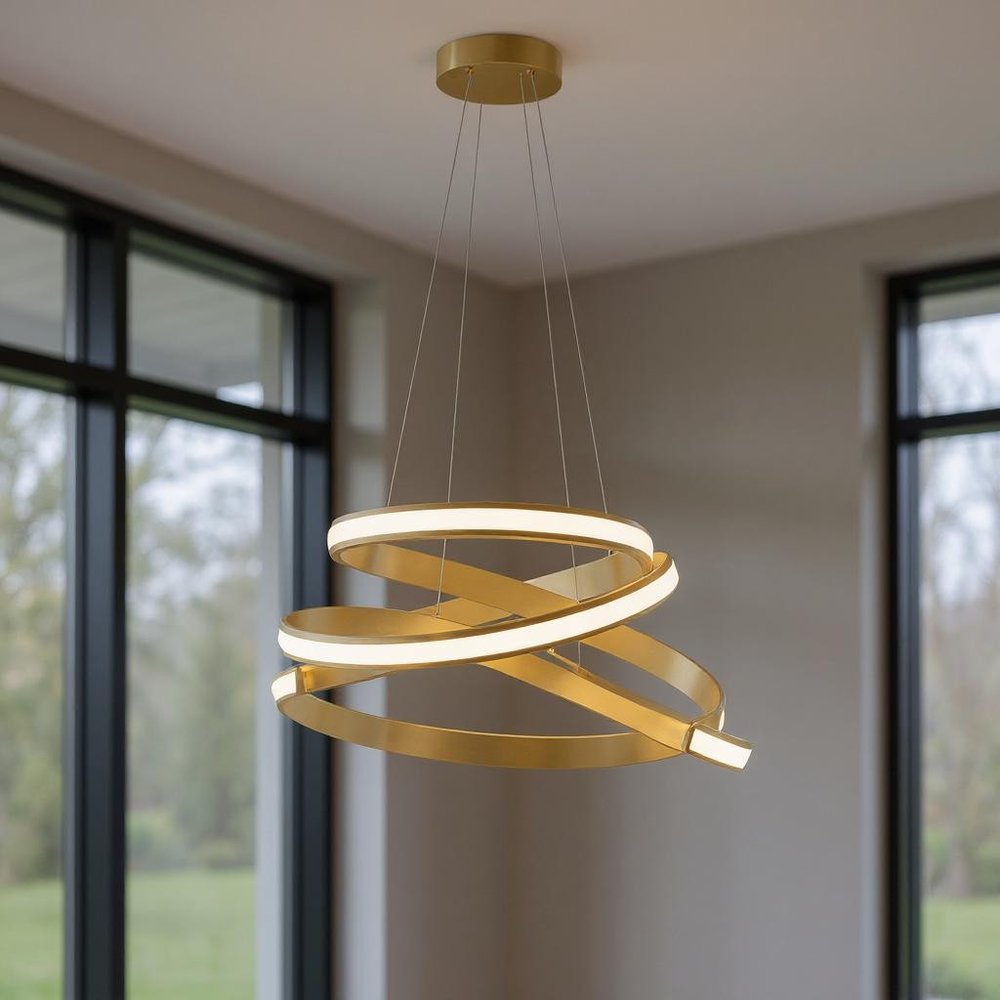 Gold Metal LED Dimmable Smart Enabled Chandelier
