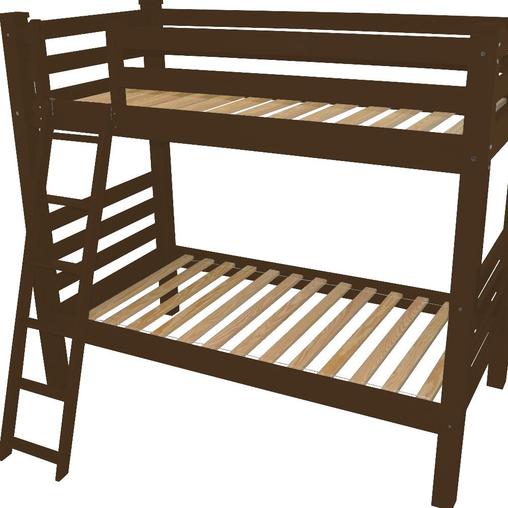 Brown Full Traditional Solid Wood Bunk Bed