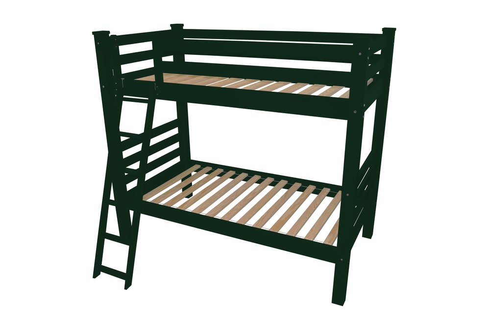 Green Full Traditional Solid Wood Bunk Bed